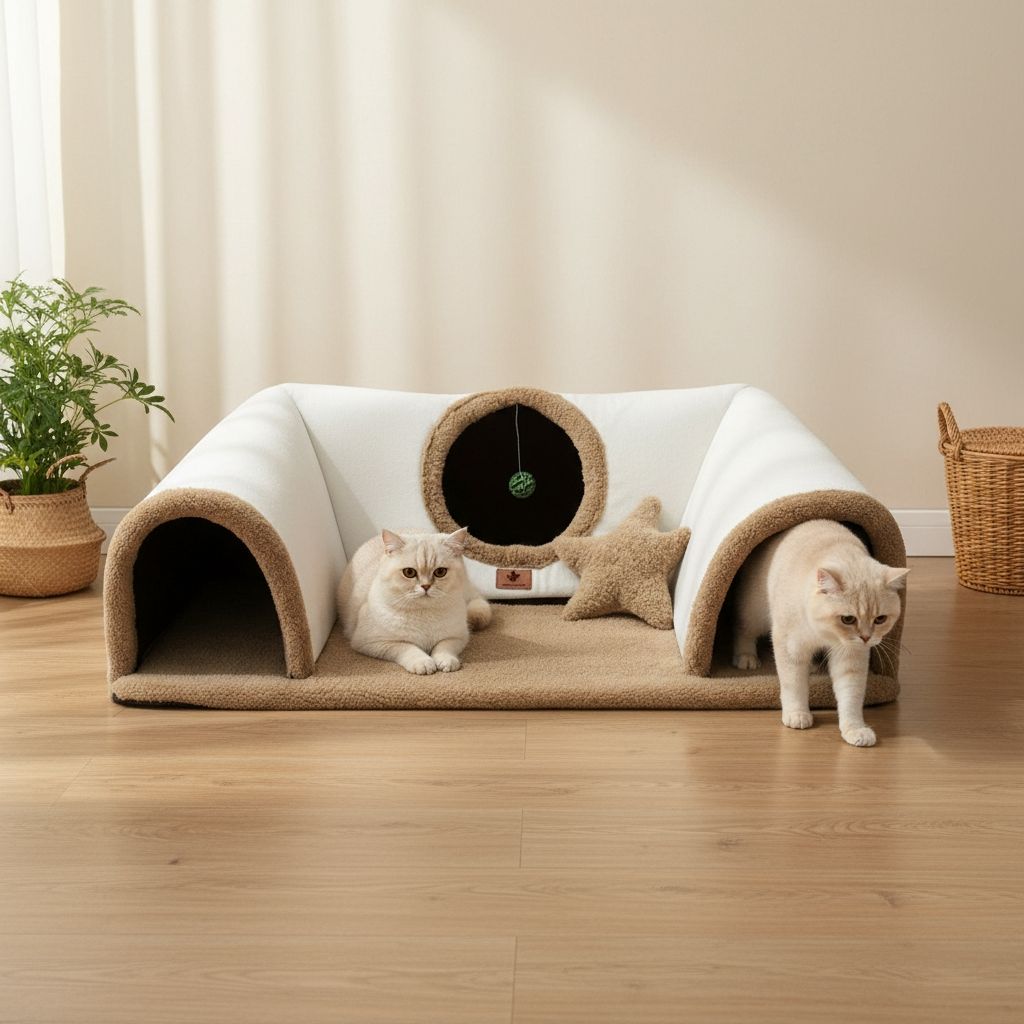 PatiliHarikalar Oyunlu, Yumuşak ve Konforlu Lüks Kedi Tüneli Yatağı
